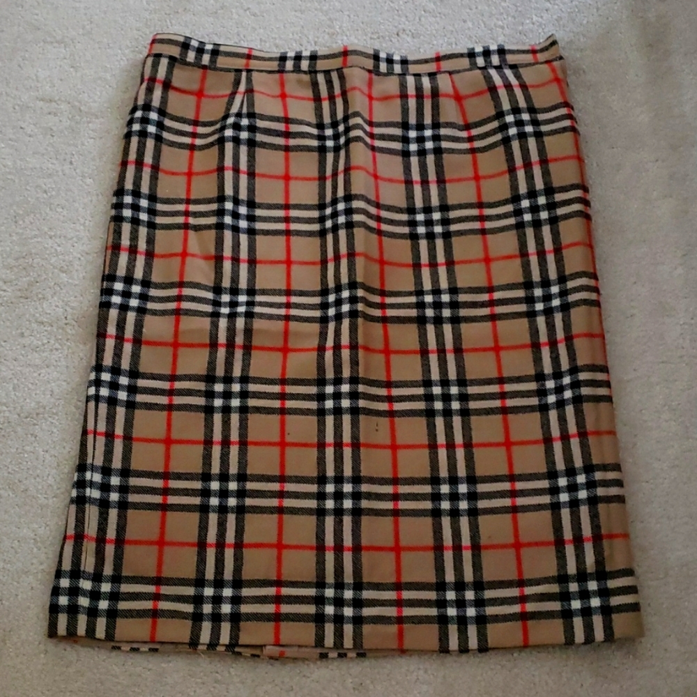 Vintage Burberry check skirt L pencil straight beige